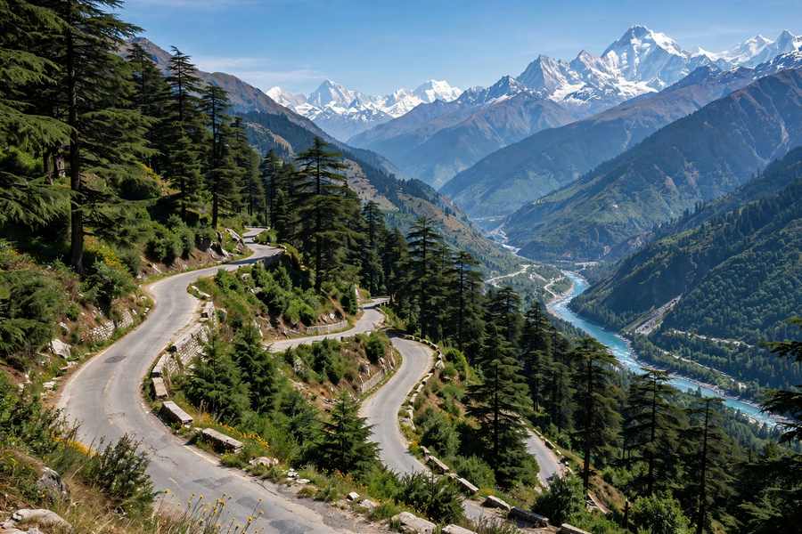 Himalayan mountain road — Delhi Hill Circuit taxi tour