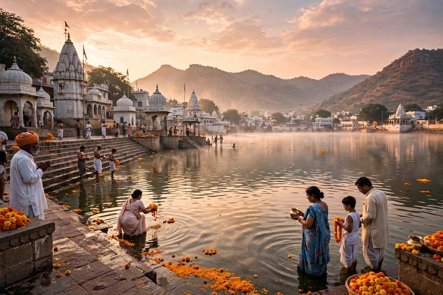 Pushkar Lake ghats — Pushkar Ajmer taxi tour from Jaipur